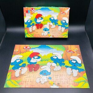 Vintage 1983 PEYO Smurf Jigsaw Puzzle - 100 Pcs COMPLETE: Cartoon Character